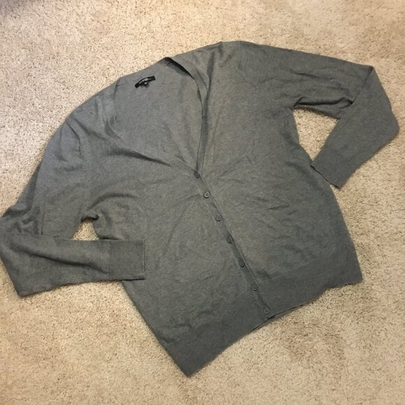 Grey Button Down 100% Cotton Grandpa Cardigan - Picture 10 of 15